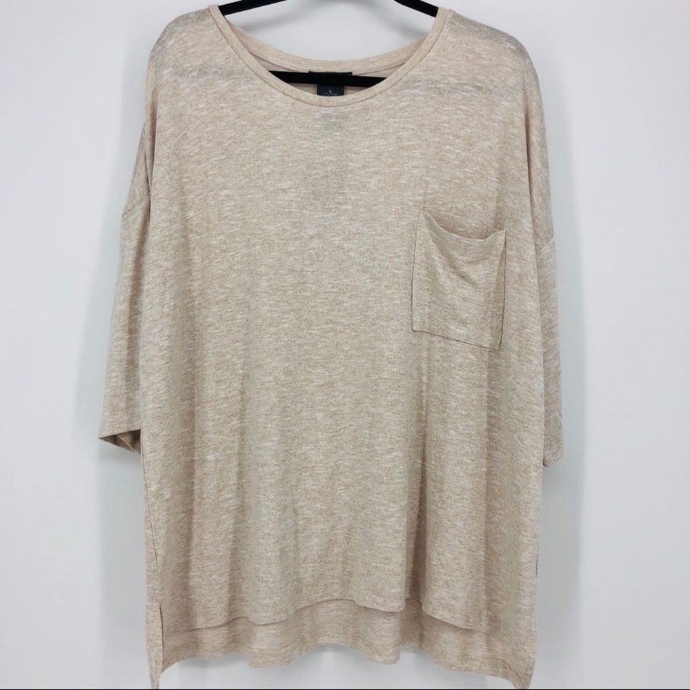 Chelsea & Theodore NWT 3/4 Length Sleeve Top Oatmeal Oversized XL
